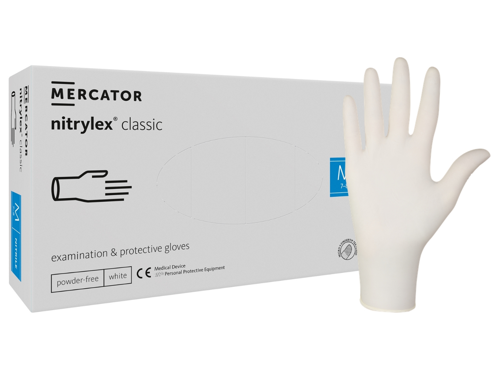 Rękawice Nitrylex White M Mercator Classic Bezpud